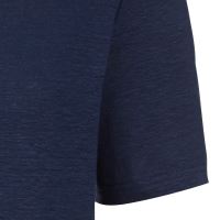 Granatowy lniany t-shirt Olymp Level Five z krótkim rękawem - dekolt V - korzystny zestaw 2 szt