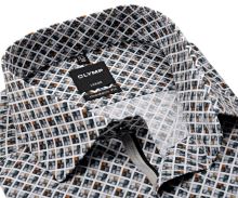 Koszula Olymp Modern Fit – z szaro-beżowa mozaiką i wewnętrzną plisą - extra długi rękaw