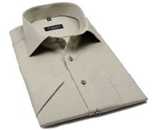Koszula Eterna Comfort Fit – khaki o delikatnej strukturze - krótki rękaw