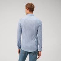 Koszula Olymp Level Five 24/Seven Jersey – luksusowa elastyczna jasnoniebieska z granatowymi kwadracikami
