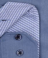 Koszula Venti Body Fit – metalicznie niebieska z niebieską wewnętrzną stójką - super długi rękaw