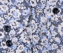 Koszula Marvelis Body Fit – designerska w niebiesko-białe kwiaty - extra długi rękaw
