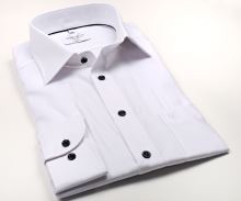 Koszula Marvelis Modern Fit – biała w jodełkę z wyszytym wzorem - extra długi rękaw