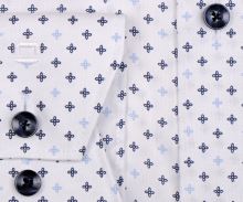 Koszula Olymp Modern Fit – biała z wzorem plusa w dwóch odcieniach niebieskiego