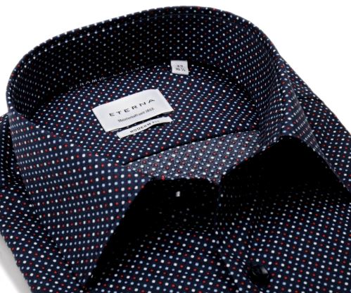 Koszula Eterna Modern Fit Dynamic Cotton - granatowa w czerwono-niebiesko-białe kwadraciki