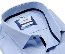 Koszula Olymp Level Five – jasnoniebieska z wyszytym wzorem - krótki rękaw