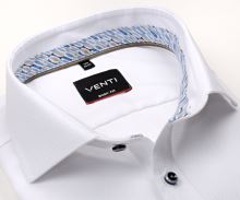 Koszula Venti Body Fit - biała o wyszytej strukturze, wewnętrzną stójką i mankietem
