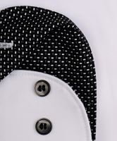 Koszula Olymp Level Five – biała z czarno-białą wewnętrzną stójką - extra długi rękaw