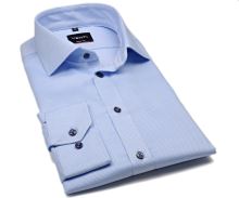 Koszula Venti Body Fit - jasnoniebieska z strukturą, wewnętrzną stójką i plisą