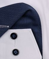 Koszula Olymp Luxor Modern Fit – biała z niebieskim wewnętrznym mankietem - extra długi rękaw