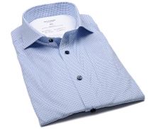 Koszula Olymp Level Five 24/Seven Jersey – luksusowa elastyczna z drobnym niebieskim wzorem - extra długi rękaw