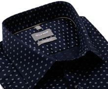 Koszula Olymp Comfort Fit – granatowa z jasnoniebiesko-beżowym wzorem