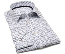 Koszula Eterna Slim Fit Twill - w niebiesko-brązowe kółka - ekstra długi rękaw (1)