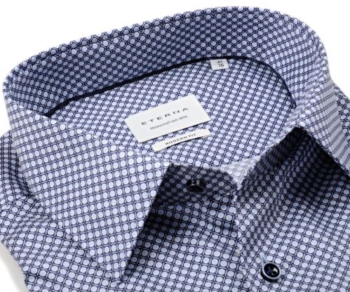 Koszula Eterna Modern Fit Twill - z niebieskim wzorem - extra długi rękaw