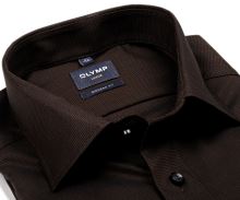 Koszula Olymp Modern Fit – brązowa z wyszytym wzorem - extra długi rękaw