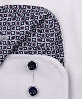 Koszula Casa Moda Comfort Fit Premium – biała z delikatną strukturą i niebiesko-fioletową stójką wewnętrzną