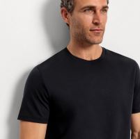 Luksusowy czarny bawełniany t-shirt Olymp Interlock Jersey z krótkim rękawem - okrągły dekolt (3)