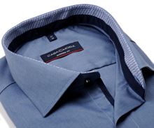 Koszula Casa Moda Modern Fit – metalicznie niebieska z wewnętrzną stójką, mankietem i plisą