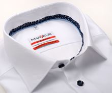 Koszula Marvelis Modern Fit – biała z wyszytym wzorem i wewnętrzną stójką