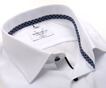 Koszula Marvelis Modern Fit – biała z granatową wewnętrzną stójką - krótki rękaw