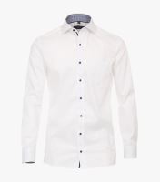 Koszula Casa Moda Modern Fit Twill – biała z niebiesko-białą wewnętrzną stójką i mankietem