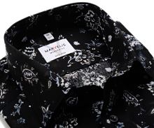 Koszula Marvelis Modern Fit – designerska czarna w kwiatowy wzór