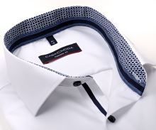 Koszula Casa Moda Modern Fit Twill – biała z nowoczesną niebiesko-białą wewnętrzną stójką