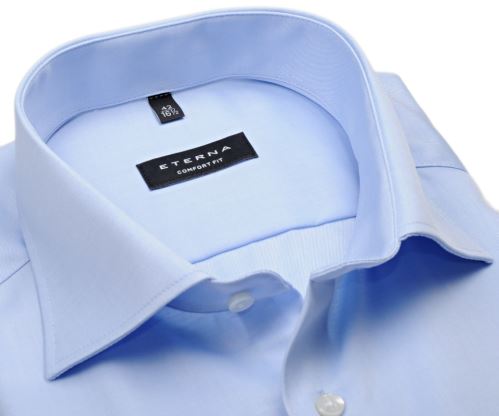 Koszula Eterna Comfort Fit Twill Cover - jasnoniebieska luksusowa i nieprześwitująca - extra długi rękaw