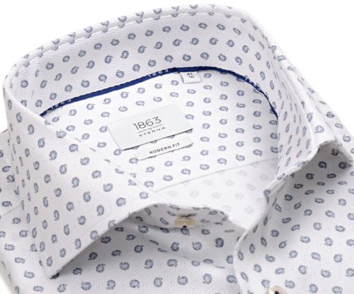 Koszula Eterna 1863 Modern Fit Two Ply - luksusowa z delikatną strukturą i niebieskim wzorem paisley