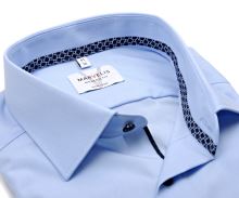 Koszula Marvelis Modern Fit – bladoniebieska z granatową wewnętrzną stójką - krótki rękaw