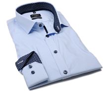 Koszula Olymp Super Slim – jasnoniebieska z wyszytym wzorem i wewnętrzną stójką - extra długi rękaw