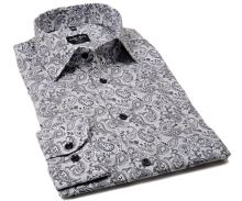 Koszula Marvelis Body Fit - designerska z czarno-szarym wzorem paisley (1)