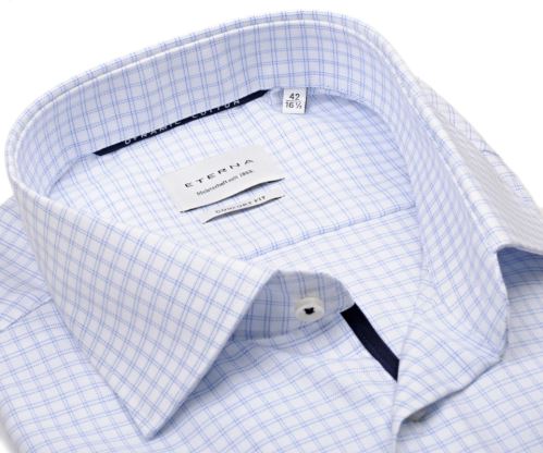 Koszula Eterna Comfort Fit – w jasnoniebieską podwójną kratkę - super długi rękaw