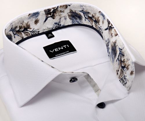 Koszula Venti Modern Fit – biała z wyszytym wzorem, wewnętrzną stójką, mankietem i plisą w kwiaty Koszula Venti Modern Fit – biała z wyszytym wzorem, wewnętrzną stójką, mankietem i plisą w kwiaty
