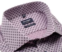 Koszula Olymp Modern Fit – mauvé z delikatną strukturą w granatowo-różowe kwadraciki