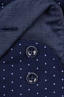Koszula Olymp Level Five – ciemnoniebieska w kropki i wewnętrzną stójką - extra długi rękaw