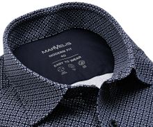 Koszula Marvelis Modern Fit Jersey – elastyczna granatowa z białym wzorem - krótki rękaw