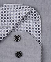 Koszula Venti Modern Fit – szara z czarno-białą wewnętrzną stójką, mankietem i plisą - super długi rękaw (2)