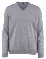 Sweter Olymp z wełny Merino - dekolt typu V - w kolorze szarym