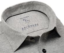 Koszula Olymp Super Slim 24/Seven – szara elastyczna w jaśniejszą siateczkę