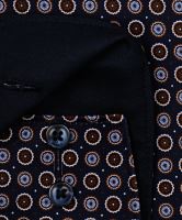 Koszula Olymp Comfort Fit – ciemnoniebieska z brązowo-białymi kołami
