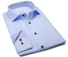 Koszula Eterna Slim Fit - jasnoniebieska z niebieską wewnętrzną stójką i mankietem - extra długi rękaw