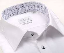 Koszula Eterna Comfort Fit Cooling Effect – biała z niebiesko-białą wewnętrzną stójką - krótki rękaw