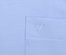 Luksusowa koszula Marvelis Modern Fit Twill – jasnoniebieska z ciemnoniebieską wewnętrzną stójką i plisą
