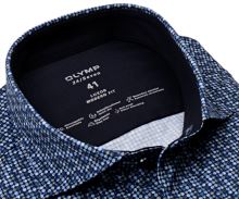 Koszula Olymp Modern Fit 24/Seven – luksusowa elastyczna w niebiesko-beżowe kołka - extra długi rękaw