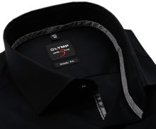 Koszula Olymp Level Five – czarna z wewnętrzną stójką i plisą - extra długi rękaw