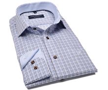 Koszula Casa Moda Comfort Fit Premium – z niebiesko-brązowym wzorem kratki - super długi rękaw