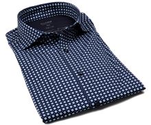 Koszula Olymp Level Five 24/Seven – ciemnoniebieska luksusowa elastyczna z jasnym wzorem - extra długi rękaw