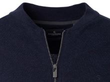 Bawełniany sweter na zamek z krótką stójką Casa Moda - ciemnoniebieski