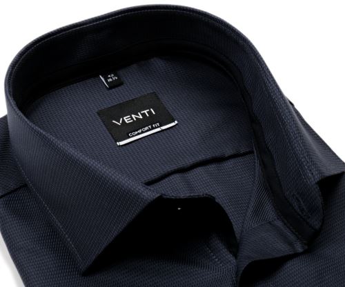 Koszula Venti Comfort Fit – ciemnoszara w wyszyte czarne prążki z wewnętrzną stójką